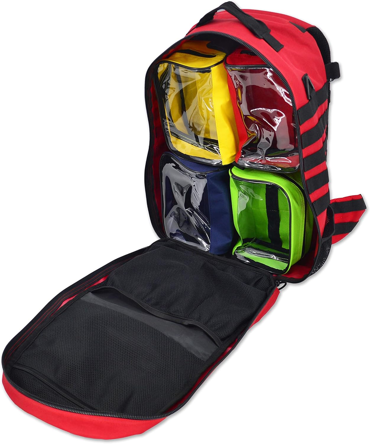 Lightning X Premium Stocked Tactical EMS/EMT Trauma First Aid Responder Medical Kit Backpack (Red w/Hydration Bladder): Health & Personal Care