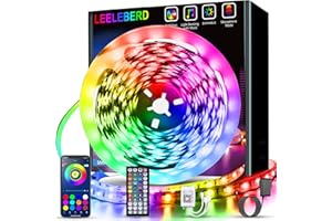 50ft Led Lights for Bedroom, Bluetooth Smart APP Control 5050 RGB Color Changing Led Strip Lights with Remote Control and Pow