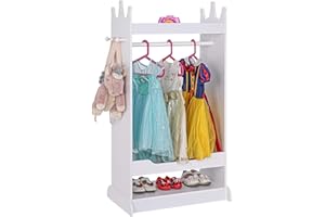 UTEX Kid’s See and Store Dress-up Center, Costume Closet for Kids, Open Hanging Armoire Closet, Pretend Storage Kids, Costume Dresser for Kids Bedroom(White)