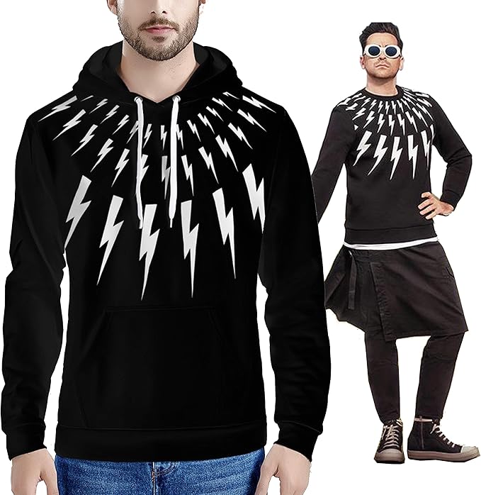 Amazon.com: David Rose Lightning Thunder Bolt Hoodie Sweater | Ew David Pop Culture Streetwear 
