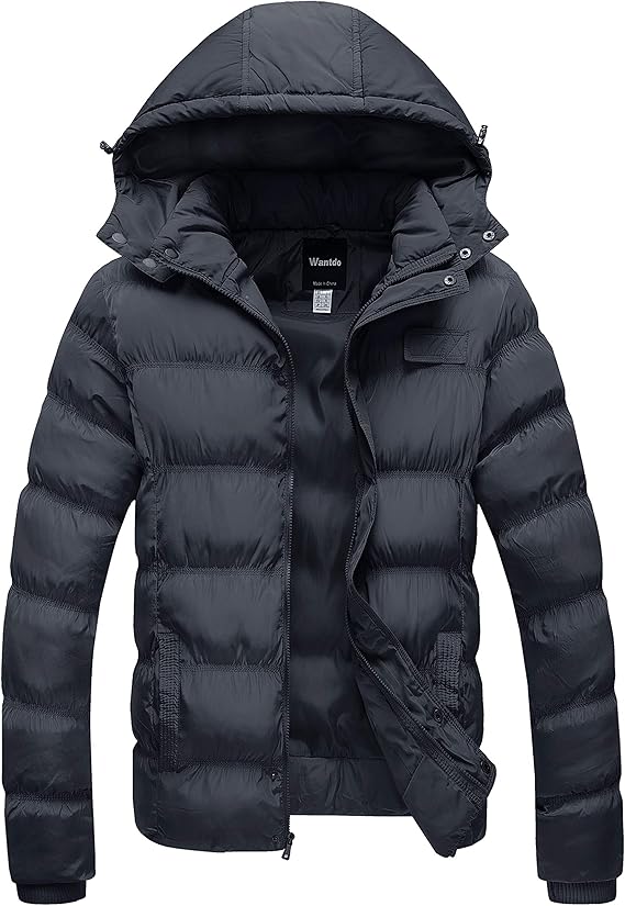 Wantdo Men's Lightweight Hooded Puffer Jacket Insulated Windprood