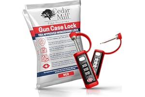 CEDAR MILL FINE FIREARMS TSA Approved Tactical Gun Case Lock - Protective Rubber Sleeve & Cut-Resistant MonoShaft - Secure Single Shaft Padlock for Guns Luggage Rifles Pistols & Revolver Cases - Child Safe