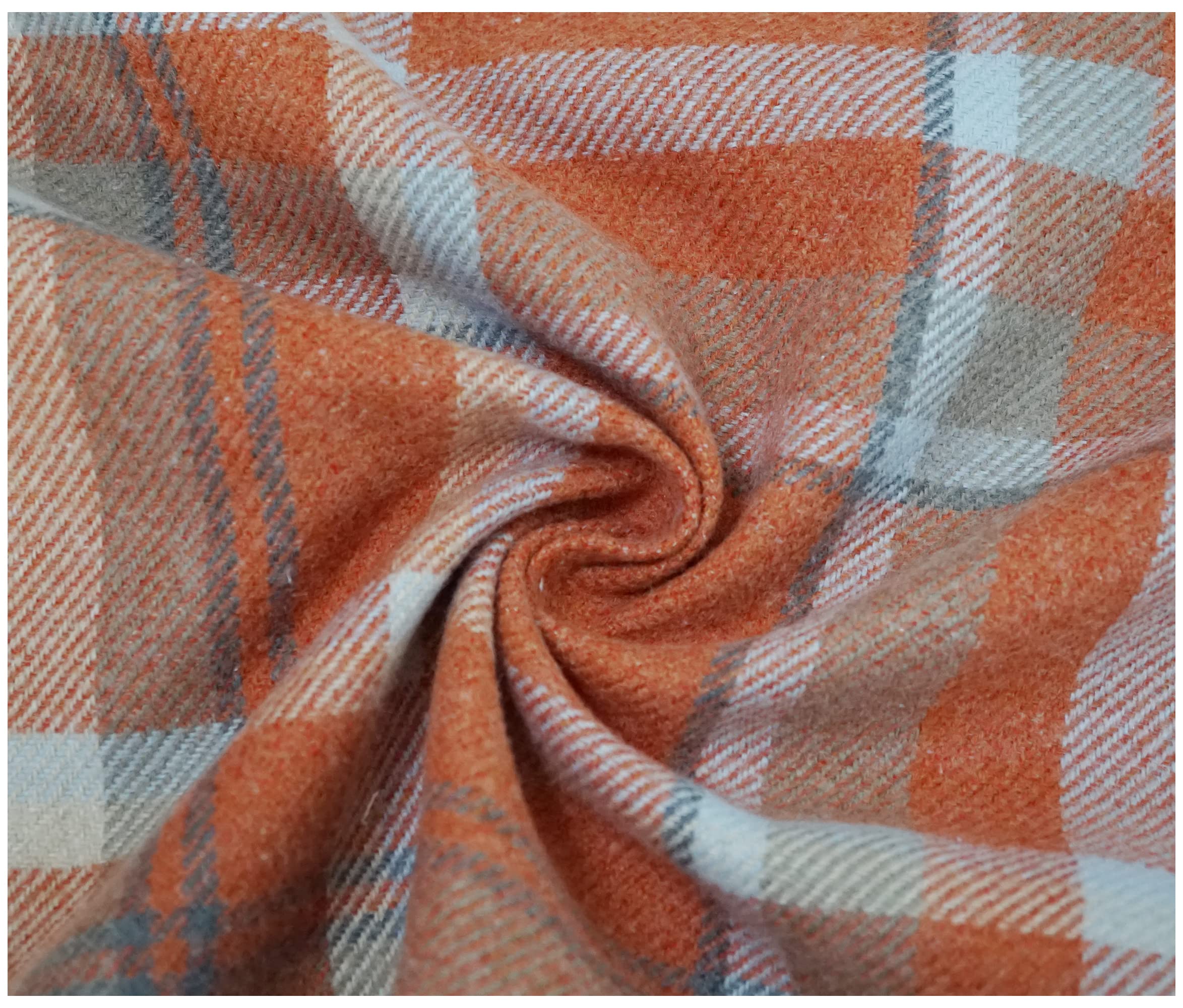 Skye Balmoral Thick Wool Effect Tartan Upholstery Curtain Fabric Sofa Plaid Fabric (100 x 140cm (1 Metre), Orange)