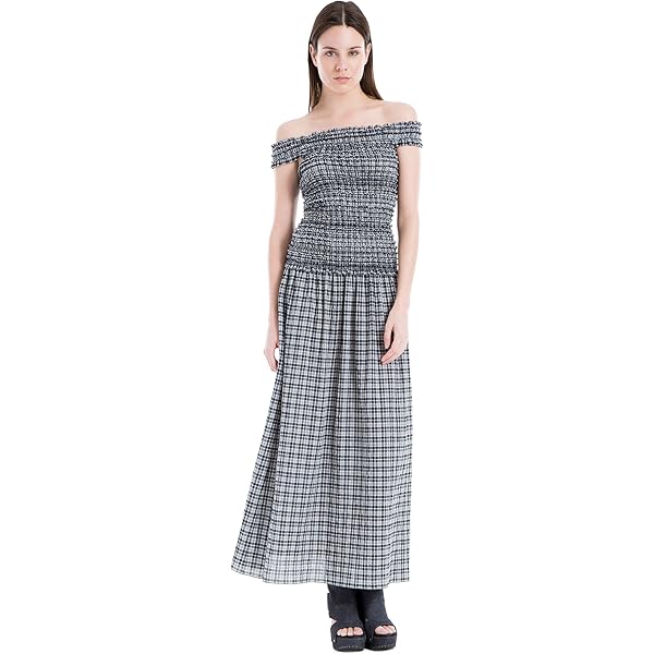 fitted lace wedding dress Amazon.com: Max Studio London Womens Philomene Off-The-Shoulder Plaid Maxi  Dress Gray S : Clothing, Shoes & Jewelry