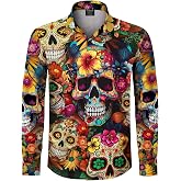 Men's Novelty Holiday Long Sleeve Button Down Shirts