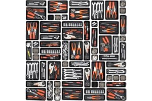 Giklux 45 Pack Tool Box Organizer Tray Divider, Toolbox Desk Drawer Organizer,Garage Organization Storage for Rolling Tool Chest Cart Cabinet Workbench Workshop Small Parts Widget Tool Organizer Black