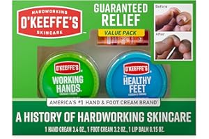 O'Keeffe's Giftbox Including Lip Repair with Cherry and Vitamin E Oil Stick, Working Hands Jar and Healthy Feet Jar, Gift Idea