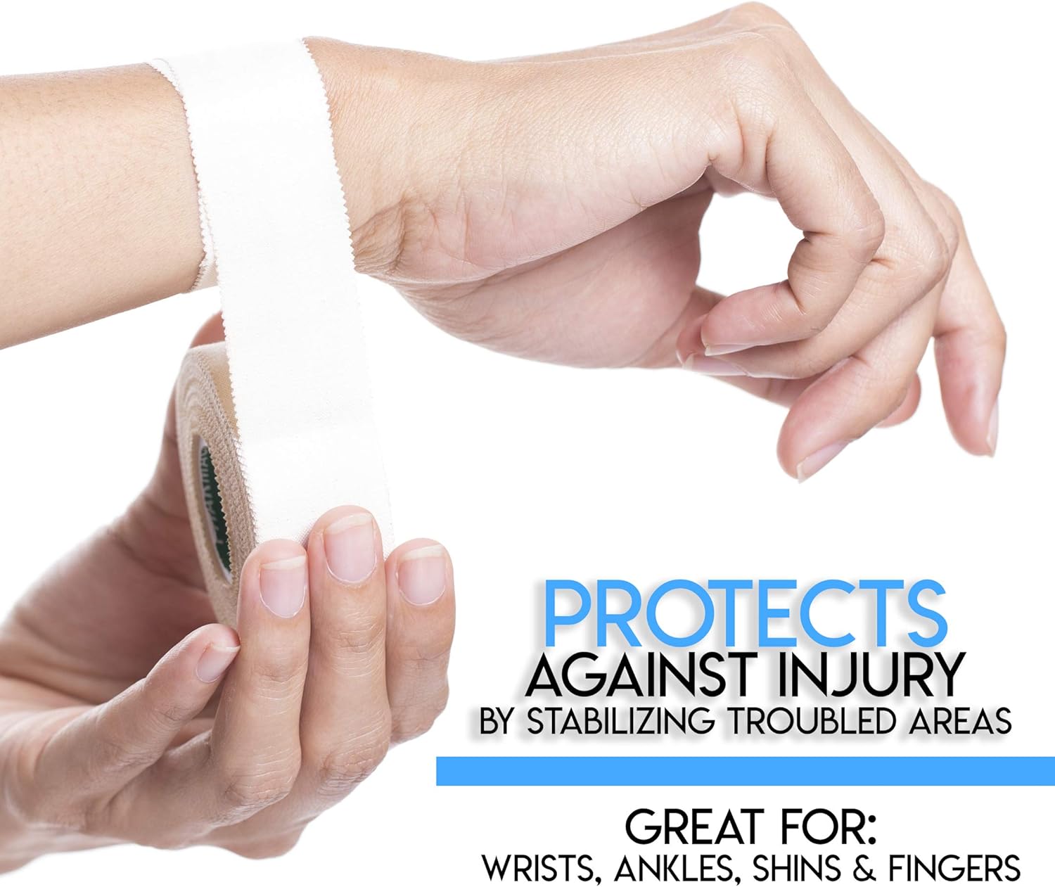Athletic Sports Tape (White) 45ft | Strong Easy Tear |Perfect for Bats/Lacrosse/Hockey Sticks/Climbers and Boxing (3 Pack): Health & Personal Care