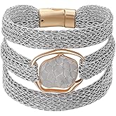 YKKZART Gold Bracelet for Women Multi Chain Mesh Bracelet Wisted Orb Circle Disc Mesh Wrap bracelet for Women Statement Jewelry