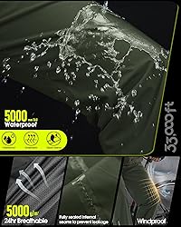 33,000ft Men's Rain Pants Waterproof, Windproof