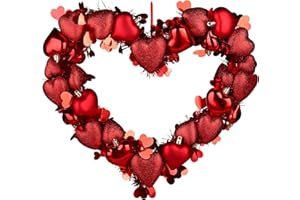 WREATHS WISH 16" Valentines Day Wreath Heart Shaped Three-Dimensional Wreaths for Front Door for Decorative Valentine's Day Anniversary Celebrations & Weddings Indoor and Outdoor Valentines Day Decora