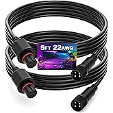 5FT Outdoor Flood Lights Extension Cord,4Pin Waterproof Connector,Extend Your for Go-vee Outdoor Flood Lights 2 H7058 H7057 (5 FT)