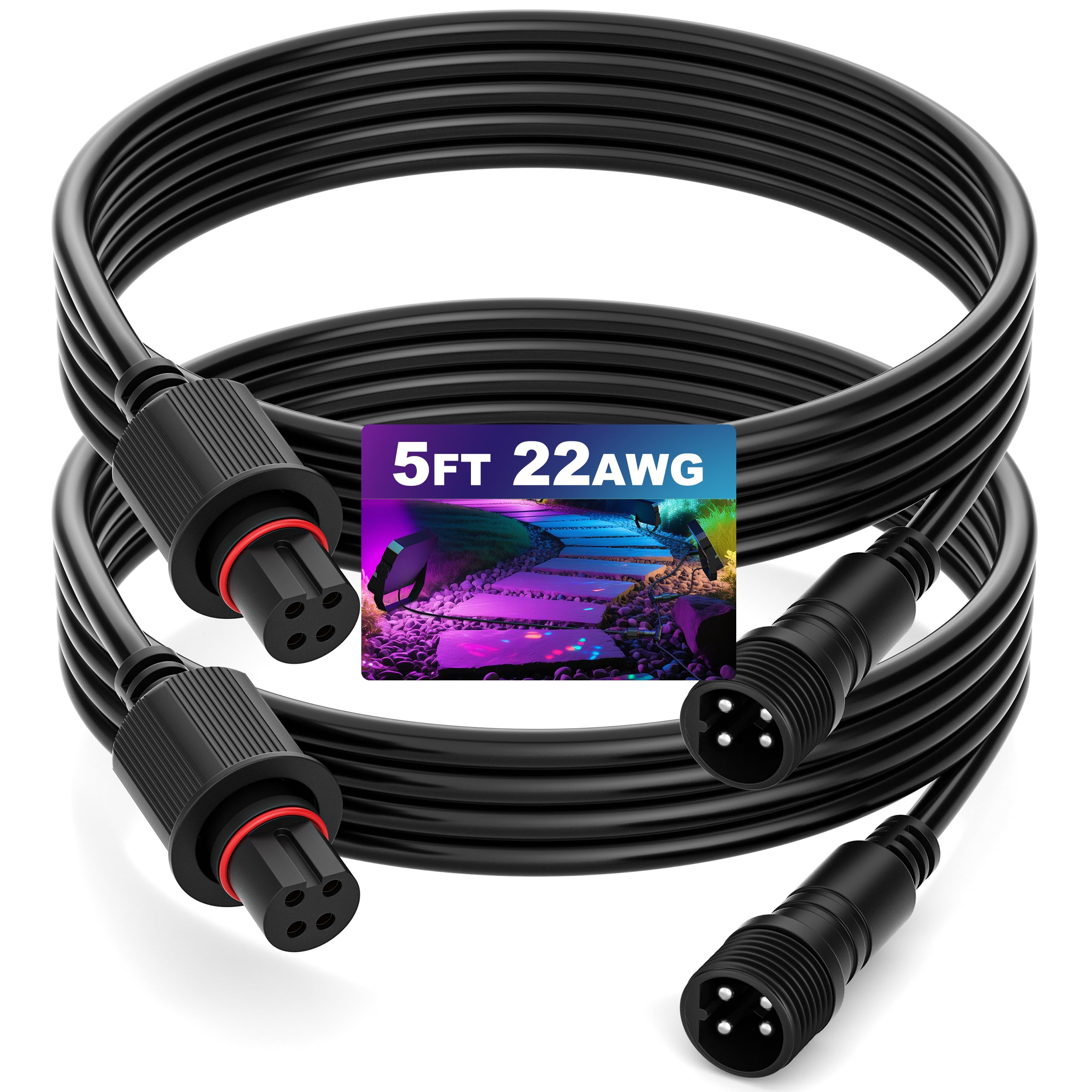 Photo 1 of 5FT Outdoor Flood Lights Extension Cord?4Pin Waterproof Connector?Extend Your for Go-vee Outdoor Flood Lights 2 H7058 H7057 (5 FT)