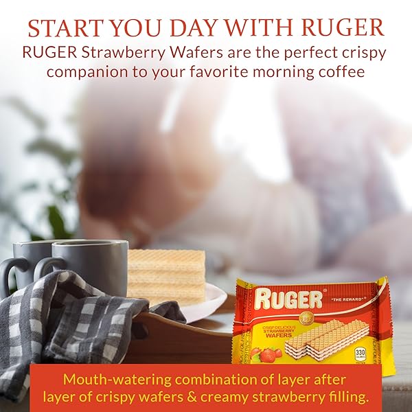 RUGER WAFERS AUSTRIAN STRAWBERRY WAFERS, 2.125 OUNCE (PACK OF 12) – DELIGHTFULLY CRISP AND CREAMY STRAWBERRY TREATS WITH NATURAL INGREDIENTS AND EXTENDED FRESHNESS, IDEAL FOR SNACKING, DESSERTS, AND ANYTIME ENJOYMENT