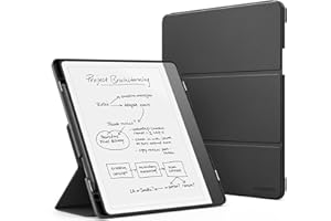 MoKo Stand Case for Kindle Scribe (2024/2022 Released) - Premium Leather Trifold Stand Cover with Pen Holder, Auto Sleep/Wake for 10.2" Amazon Kindle Scribe 2024/2022, Black
