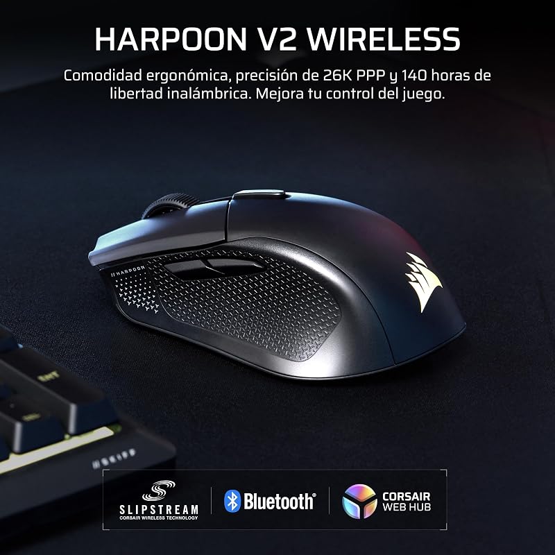 Harpoon v2 Wireless Ratón para Juegos – Negro