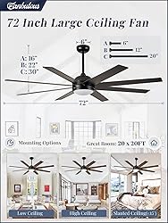 Fanbulous Ceiling Fans with Lights, 72 inch Large