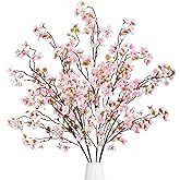 Sggvecsy Artificial Cherry Blossom Flowers 4 Pcs Faux Cherry Blossom Stems Faux Silk Cherry Blossom Branches 41’’ Fake Flowers Long Stems for Vase Arrangements Home Wedding Table Decor (Pink)