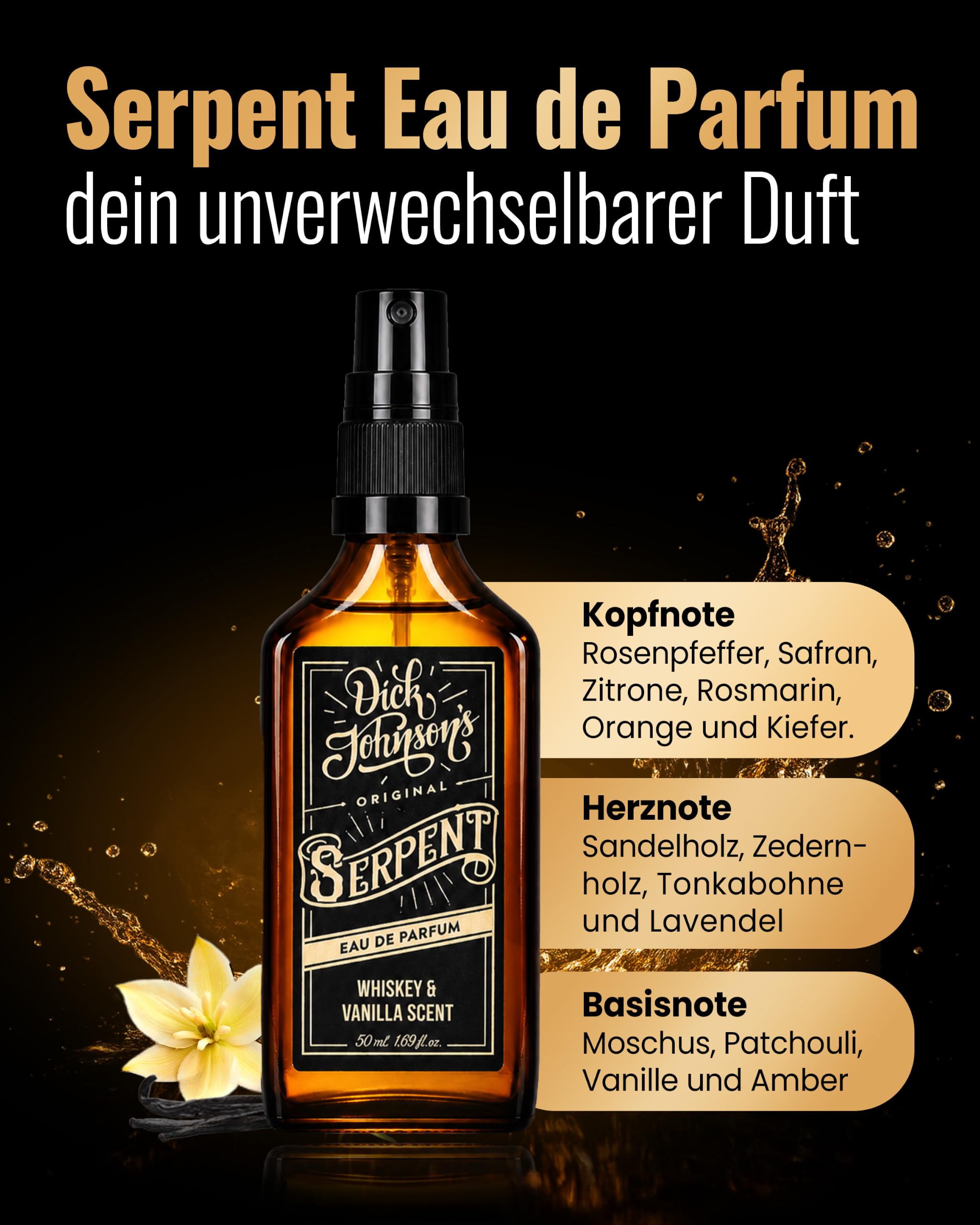 DICK JOHNSON Serpent Eau de Parfum 50 ml, Whiskey-Vanille Herrenduft 4