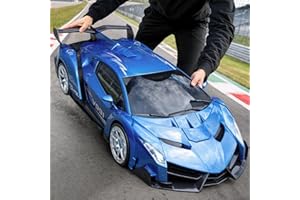 VEENIIX V991 Transform Remote Control Car, 1:10 Big Size, 2 Rechargeable Batteries for 70Min, 2.4GHz Gesture Sensing, One-Key Deformation, Robot Toys Gifts for Boys and Girls (Blue)