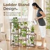 Bamworld Plant Stand 3-Tier Ladder Shelf Indoor Outdoor Wood Plant Rack view 5