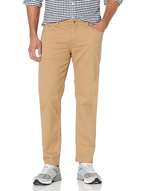 Amazon Essentials Men's Pants, Relaxed-Fit, 5-Pockets, Stretch Twill, Dark Khaki Brown, 33W x 32L