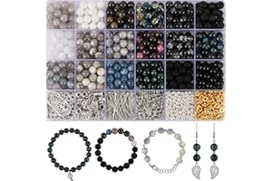 RUOMOXI Y Glass Beads for Jewelry Making, 18 Colors Glass Beads for Bracelets Making kit Including 2-8mm Bead spacers/Lava Beads/Stone Rock DIY Jewelry Making Supplies for Adults (Thanksgiving, Christmas)