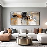 Abstract Wall Art - Large Canvas Wall Art for Living Room, Bedroom, Office - Framed Modern Wall Decor in Gray and Yellow - Artwork Paintings & Pictures