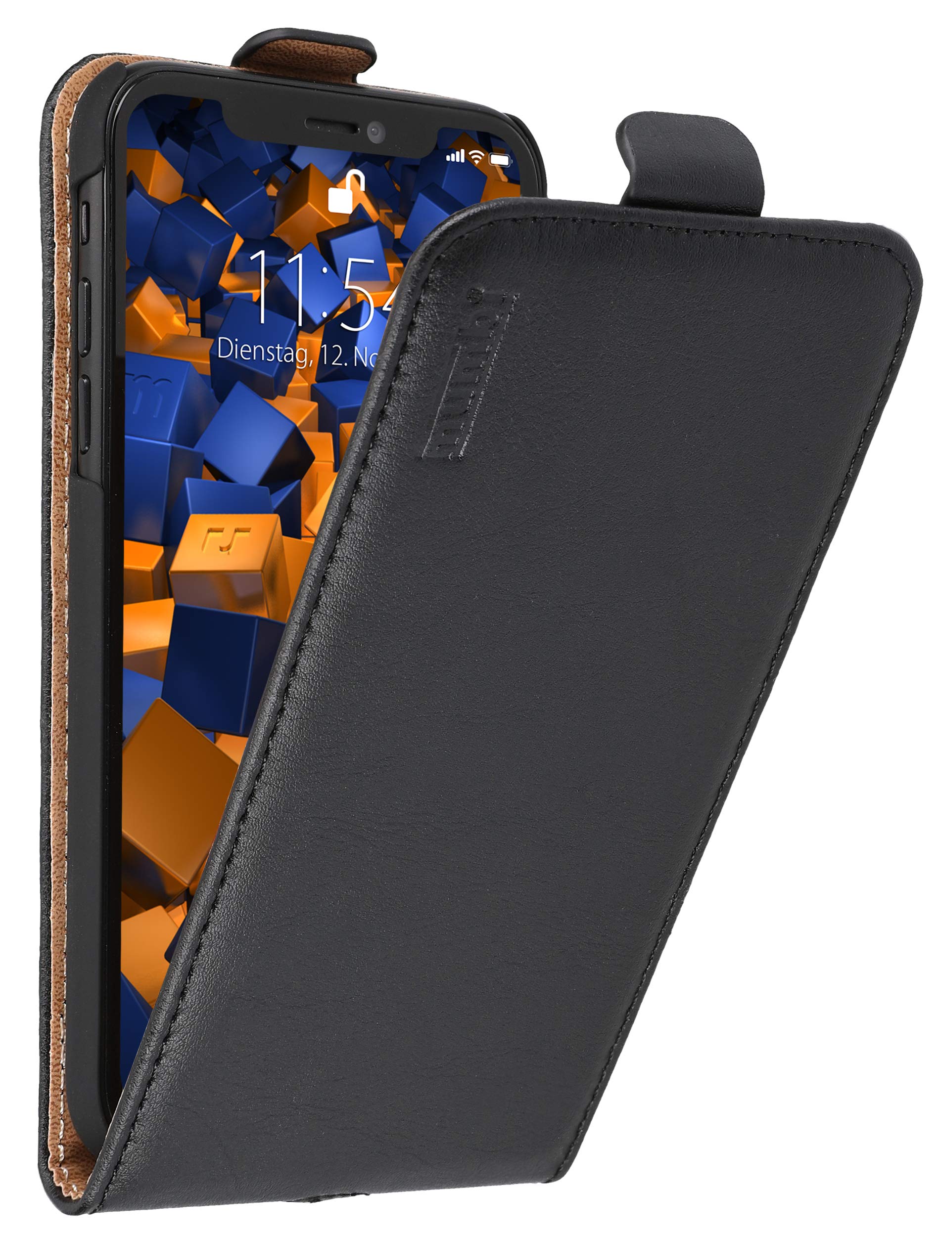 mumbi Genuine Leather Flip Case Compatible with iPhone XR Black