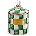 MACKENZIE-CHILDS Small Enamel Canister, Kitchen Storage Container with Lid, Green-and-White Emerald Check