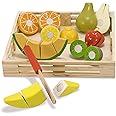 Melissa & Doug Wooden Cutting Fruit Toy Food Set & Pretend Play Kitchen Accessories, Preschool Learning Toys for Girls & Boys