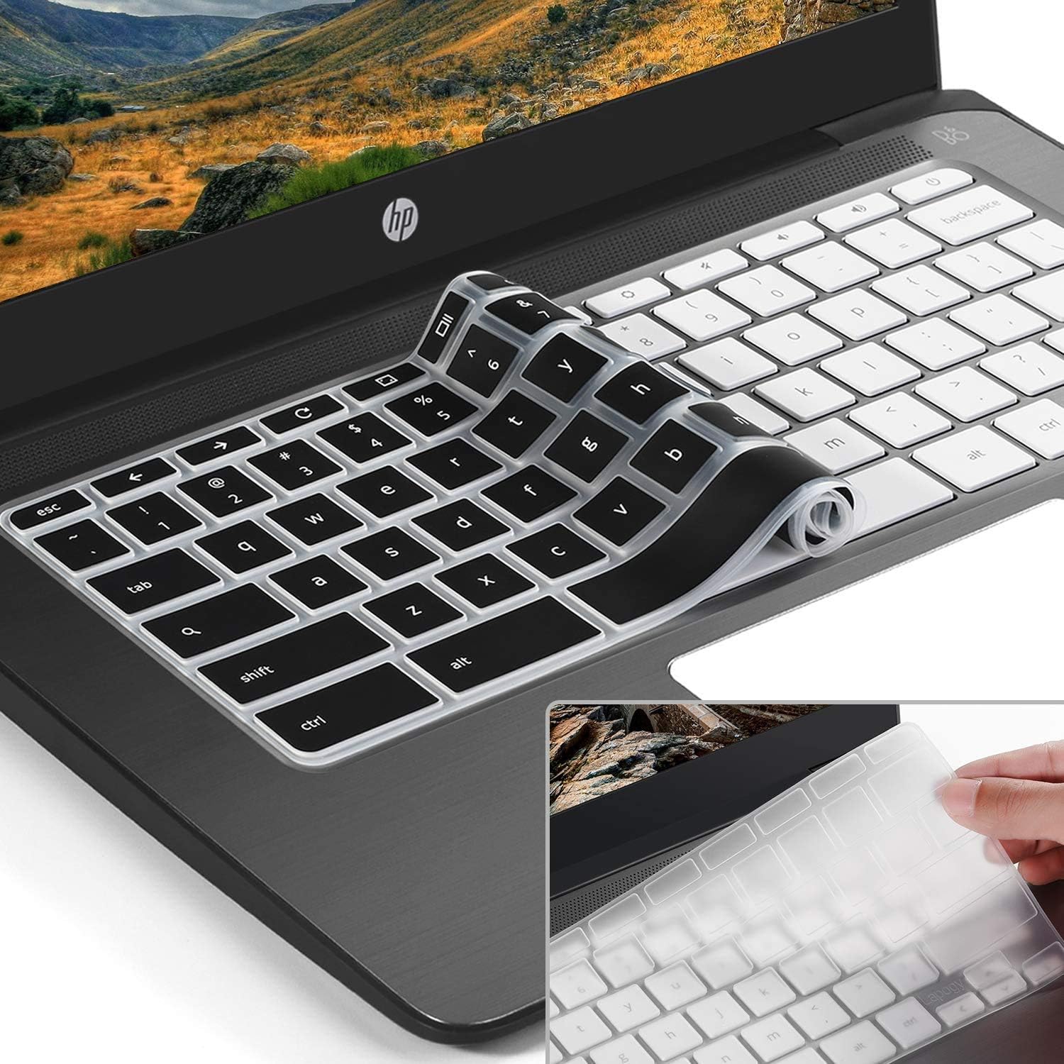 [2pack] Keyboard Cover Skin for HP Chromebook 11,HP Chromebook x360 11.6 inch Protective Cover Skin,hp chromebook G2 G3 G4 G5&(G6 EE) 11.6 Inch(NOT Fit HP Chromebook G5 EE)(Black+Clear)
