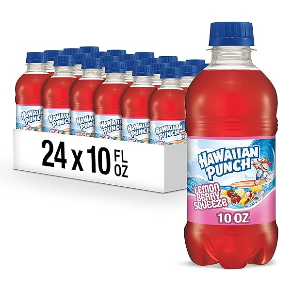HAWAIIAN PUNCH LEMON BERRY SQUEEZE FRUIT JUICE DRINK, 10 FL OZ BOTTLES, 24 COUNT (4 PACKS OF 6), READY-TO-DRINK, ON-THE-GO, CAFFEINE-FREE, CARBONATION-FREE, GLUTEN-FREE, EXCELLENT SOURCE OF VITAMIN C