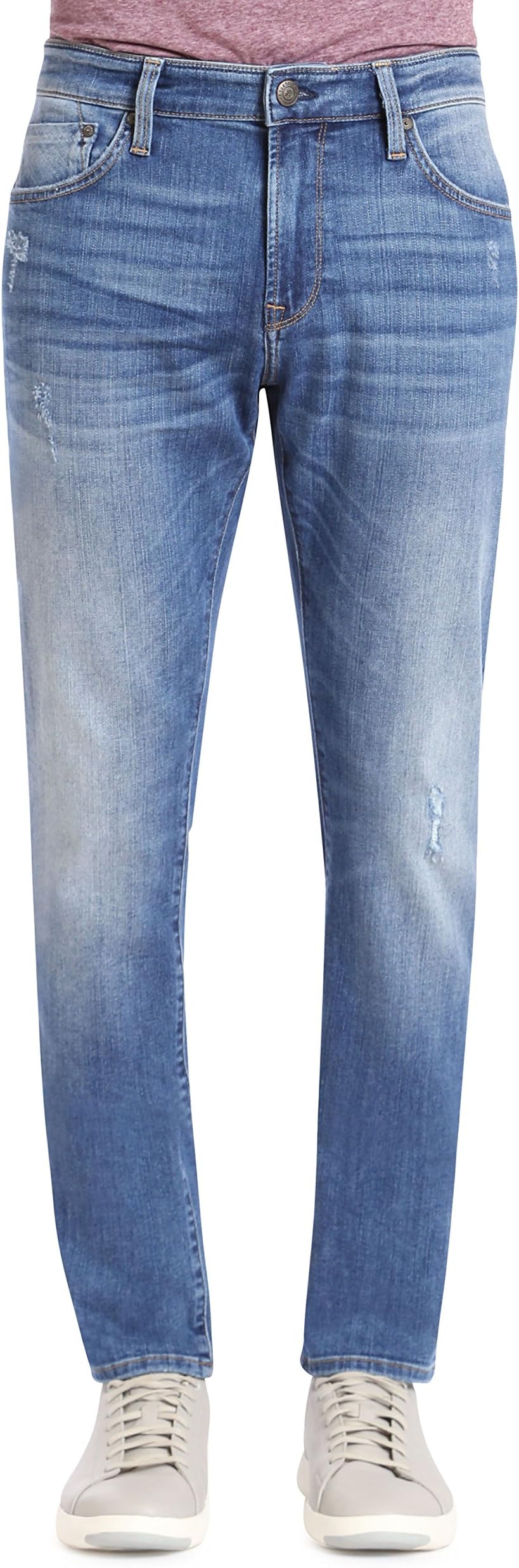 Mavi Jeans Mens Jake Regular Rise Slim Leg in Light Destructed Authentic Vintage