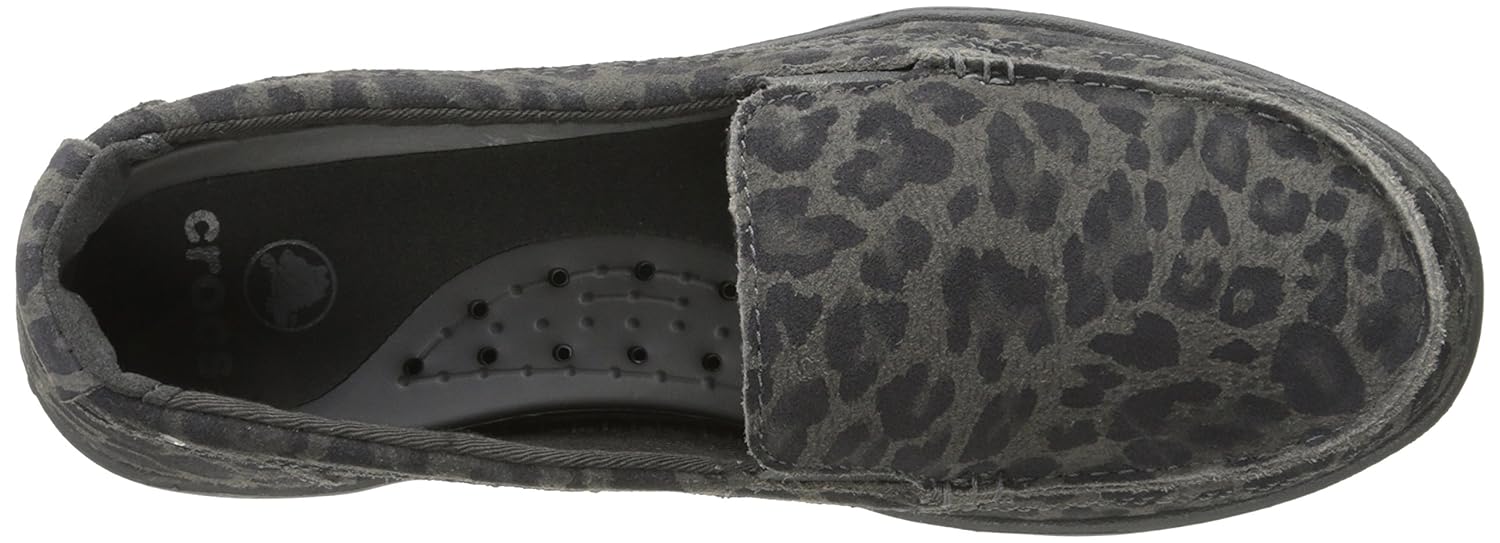 crocs women's walu leopard print leather loafer