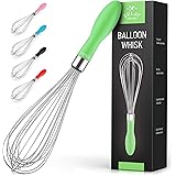 Zulay 12-Inch Stainless Steel Whisk - Balloon Whisk Kitchen Tool With Soft Silicone Handle - Thick Durable Wired Whisk Utensi