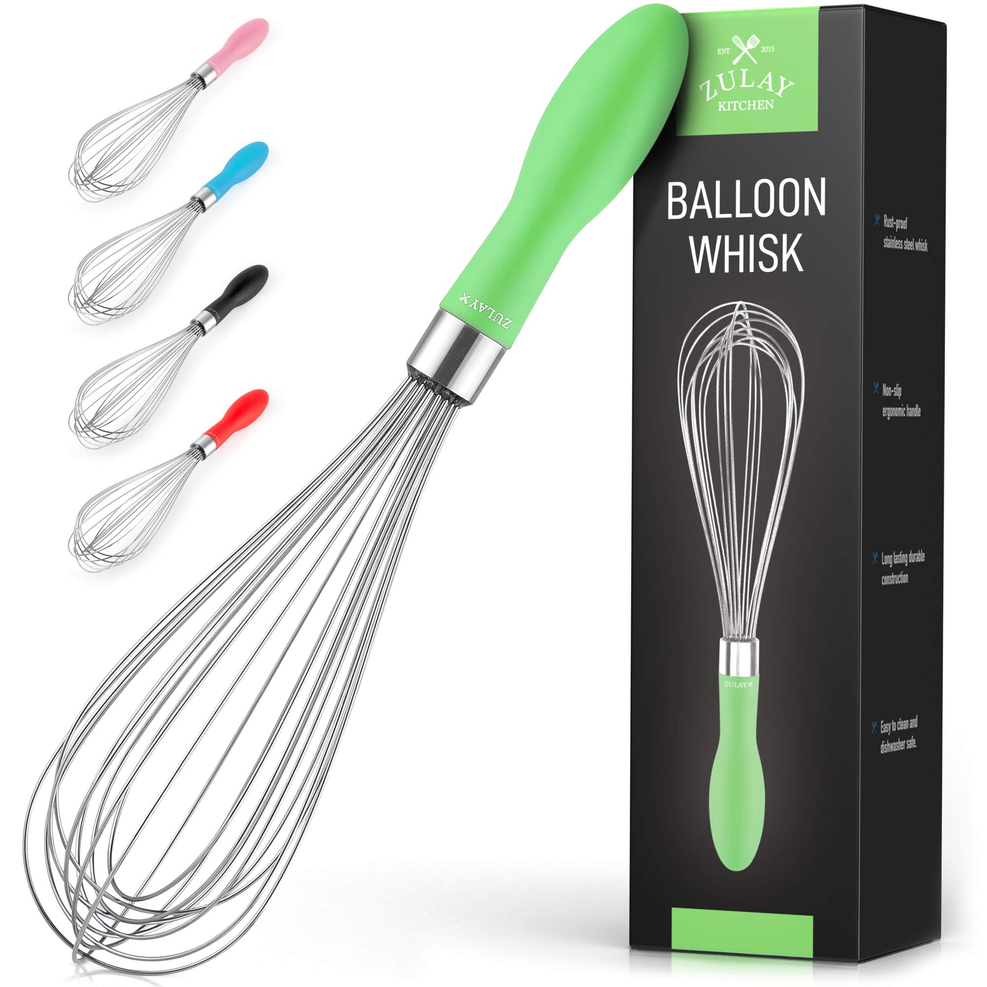 Zulay Kitchen Stainless Steel Balloon Whisk 12 Inch