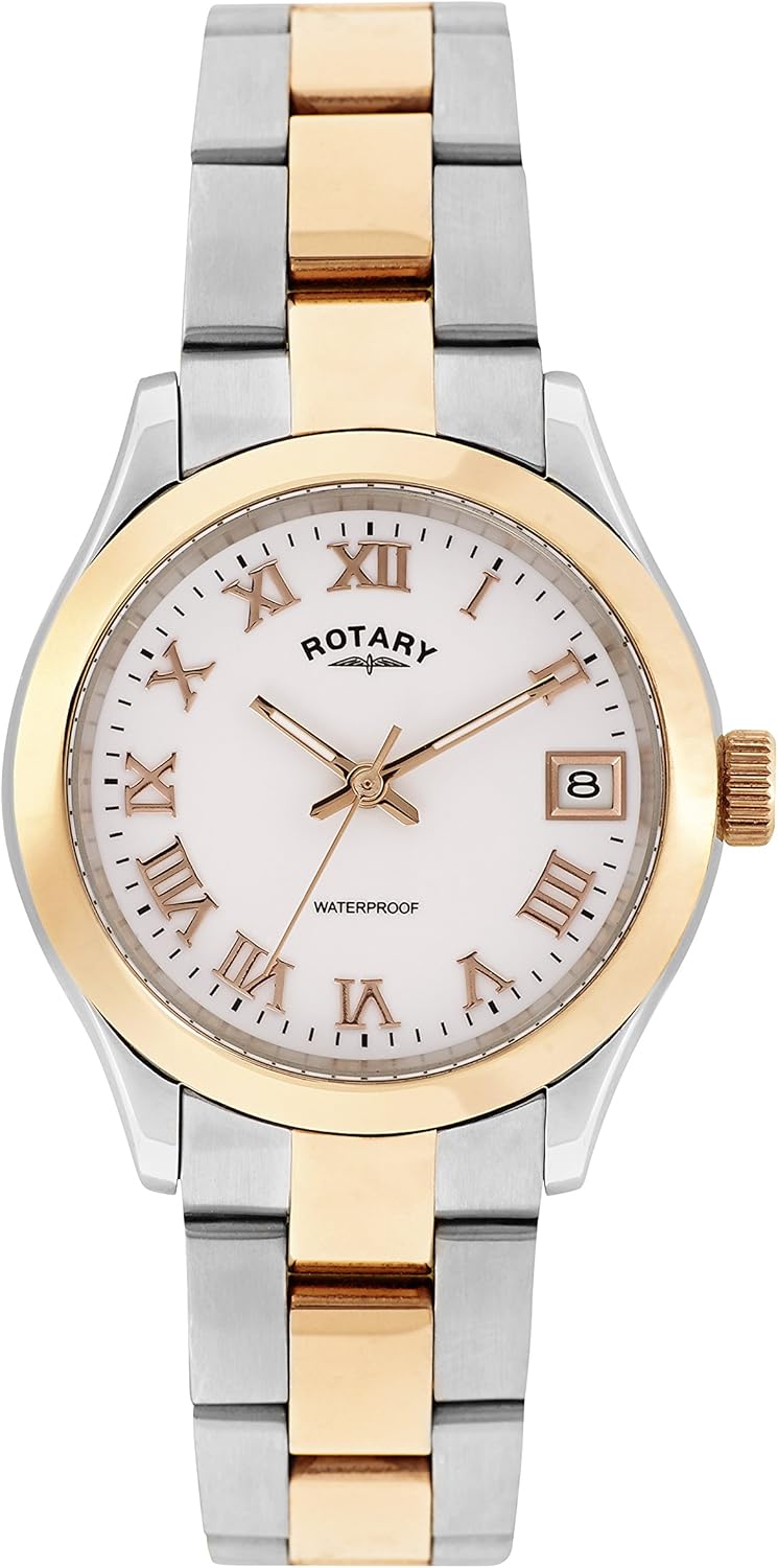 Rotary Women's Automatic Watch with White Dial Analogue Display and Two