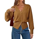 Gaharu Womens Open Front Cardigan Sweaters Long Sleeve Knitted Button Tops Casual V-Neck Peplum Outerwear for Women Trendy