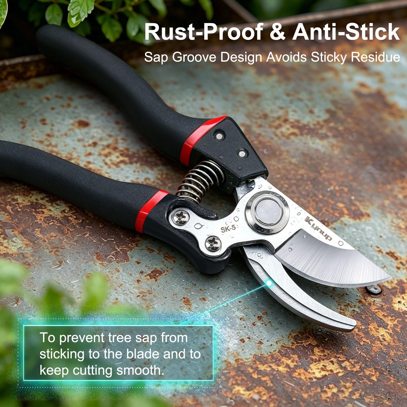 Kynup Profi Gartenschere mit SK-5 Stahl, Rostfreie Astschere für Äste bis 25mm, Profi Rosenschere & Baumschere mit Ergonomisch Rutschfester Griff, Pflanzenschere für Rosen, Sträucher, Bonsai 3