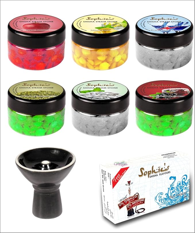 Buy Sophies Hookah Shisha Steam Stones (6 Flavours with 1 Vortex Bowl