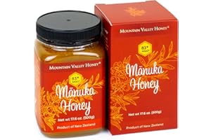 MOUNTAIN VALLEY HONEY Mountain Valley Premium Raw Manuka Honey, Certified MGO 83+ Monofloral New Zealand Mānuka, 17.6oz (500g)