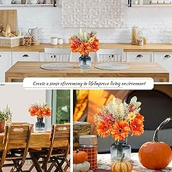 Leftover Fake Fall Flowers in Vase,Artificial