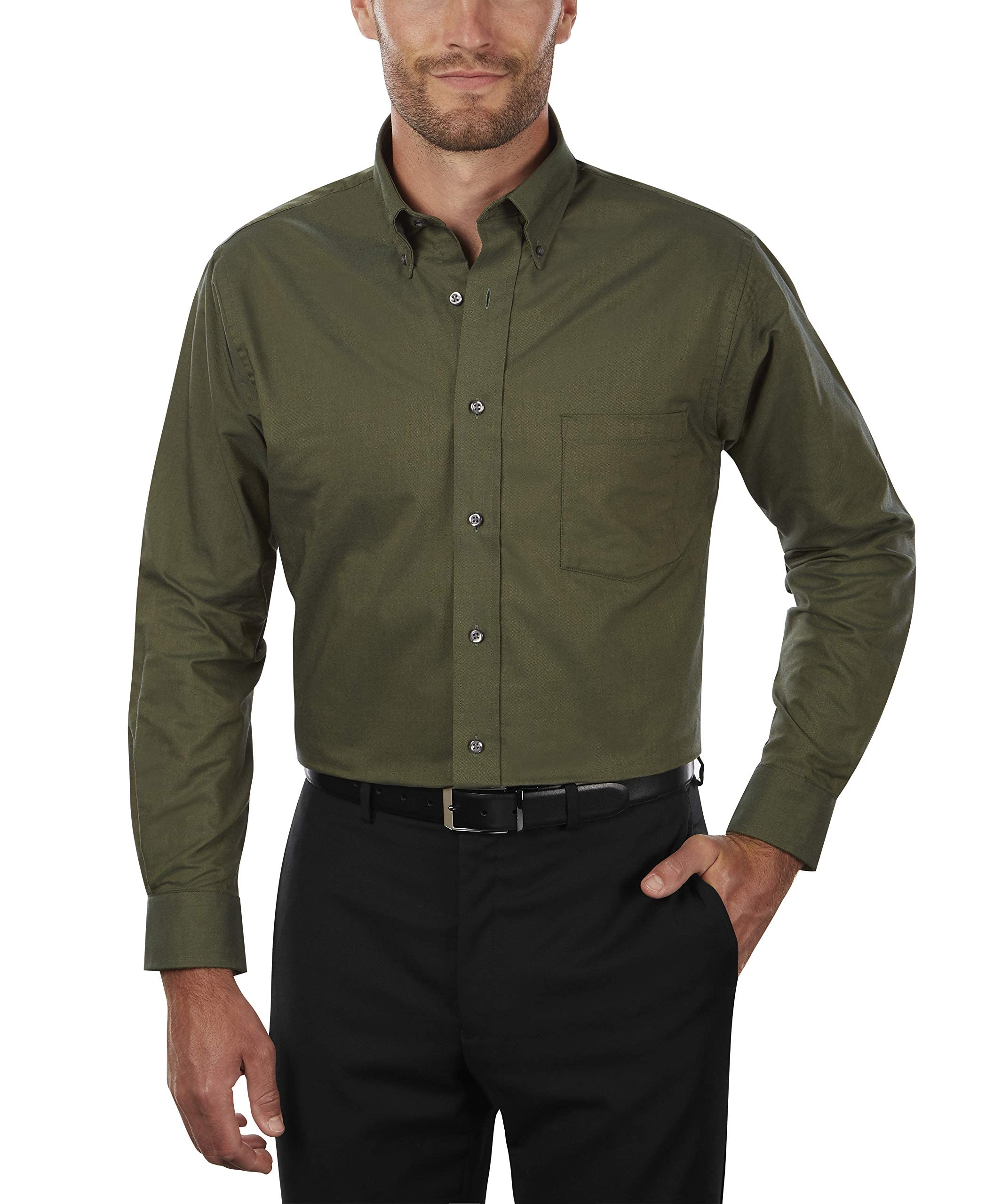 Van Heusen Men's Short Sleeve Dress Shirt Regular Fit Oxford Solid, English Blue, 16.5-17 Neck price in UAE | Amazon UAE