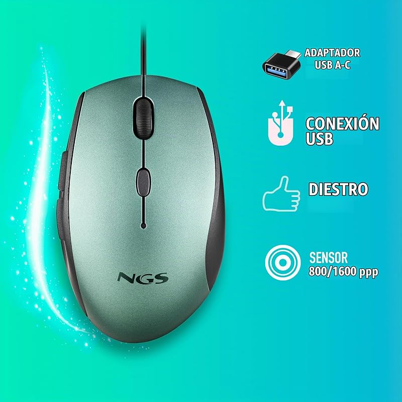 Moth Ice - Rato Ótico com Cabo USB e Adaptador USB-C Incluído