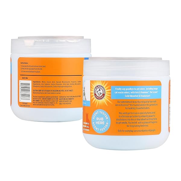 ARM & HAMMER PET SCENTS GEL ODOR ELIMINATOR, SOLID BAKING SODA DEODORIZER FOR PET AREAS, HOMES, LITTER BOXES, AND ROOMS, LONG-LASTING ODOR CONTROL, FRESH BREEZE SCENT, 15 OZ