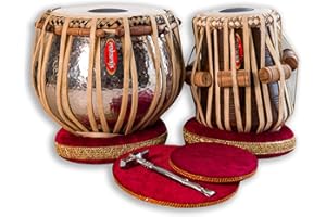MAHARAJA MUSICALS Maharaja Concert Tabla Drum Set, 5½ Kg Copper Bayan, Finest Dayan with Padded Bag, Hammer, Cushions & Cover (PDI-AAD)