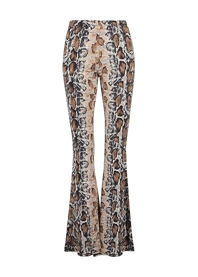 snake print bell bottom pants