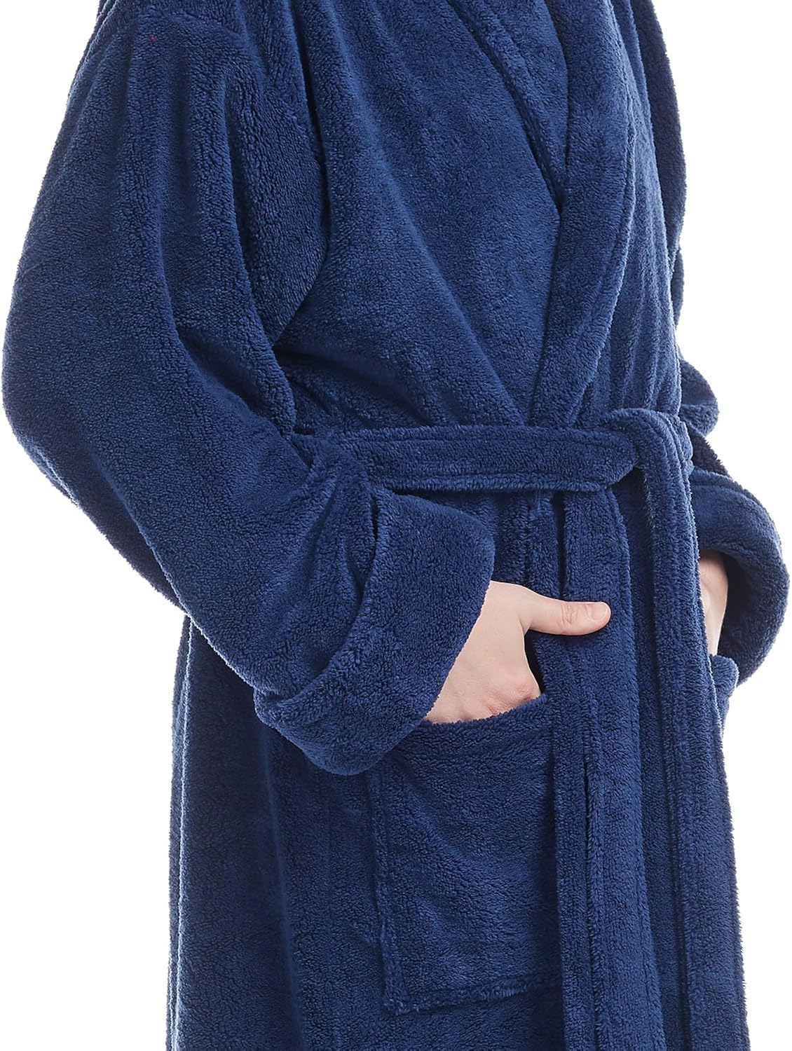 Arus Men's Shawl Collar Full Length Tall Long Fleece Robe, Turkish Bathrobe: Clothing