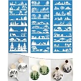 Puocaon Tree Clay Silk Screen - 6 Pcs Stencils for Polymer Jewelry, Forest Earrings Making, Pine Tree Design